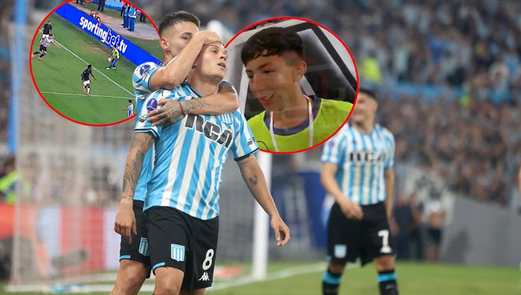 El alcanzapelotas Martín Santoro fue clave en el segundo gol de Racing. Foto: EFE y captura ESPN