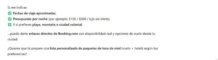 Los datos que necesita ChatGPT para vincular tu búsqueda a Booking. Los datos que necesita ChatGPT para vincular tu búsqueda a Booking. 