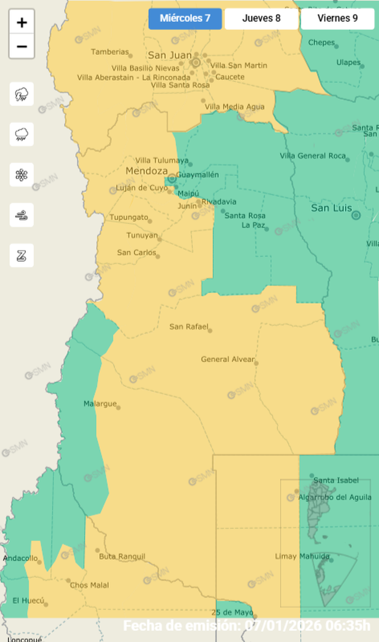 El Valle de Uco y el sur de Mendoza están bajo alerta por tormentas fuertes. El Valle de Uco y el sur de Mendoza están bajo alerta por tormentas fuertes.