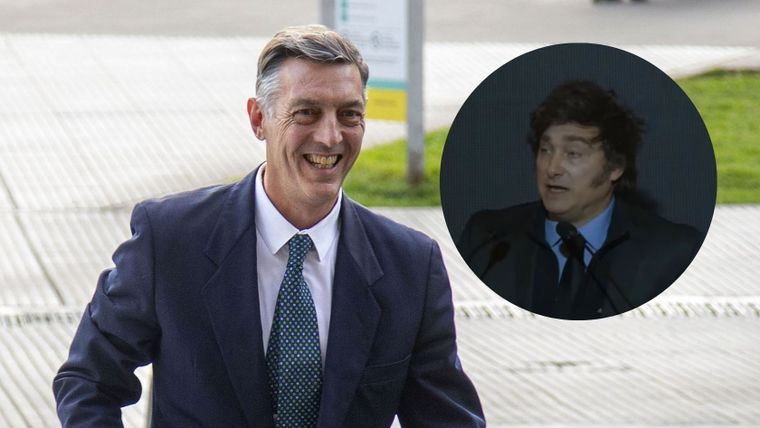 El CEO de JP Morgan Argentina, Facundo Gómez Minujín, y el presidente Javier Milei.