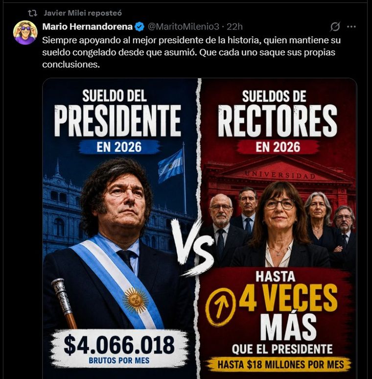 Javier Milei arremetió este miércoles contra las universidades Javier Milei arremetió este miércoles contra las universidades