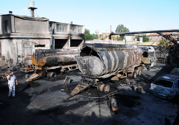 Así quedó el lugar de la explosión. Foto: Nacho Gaffuri / MDZ