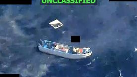 Embarcación bombardeada por Estados Unidos. Foto Ministerio Defensa EE.UU.&nbsp;