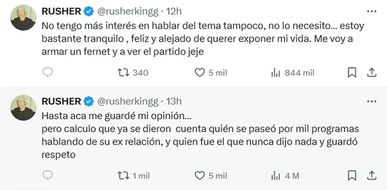 Rusherking le respondió a su ex en la red social X. Rusherking le respondió a su ex en la red social X.