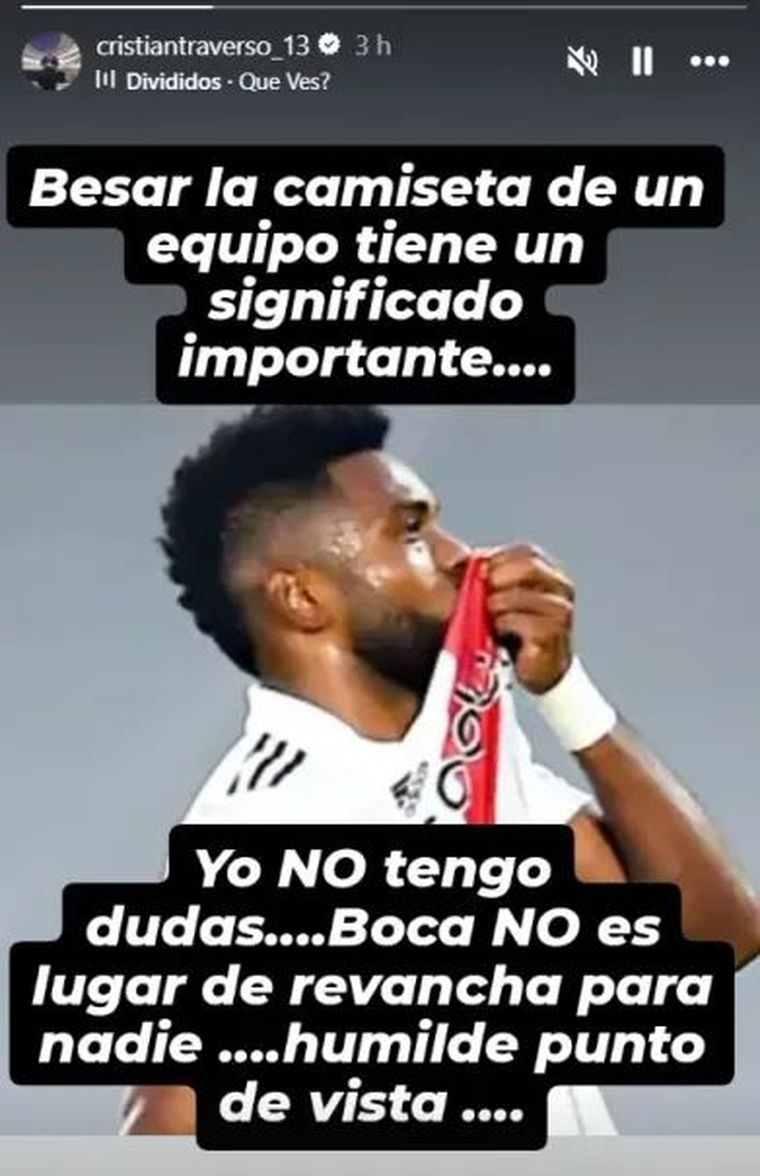 El posteo de Traverso contra la llegada de Miguel Borja a Boca. El posteo de Traverso contra la llegada de Miguel Borja a Boca.