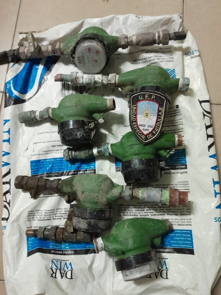 Medidores de agua robados Foto: Ministerio de Seguridad