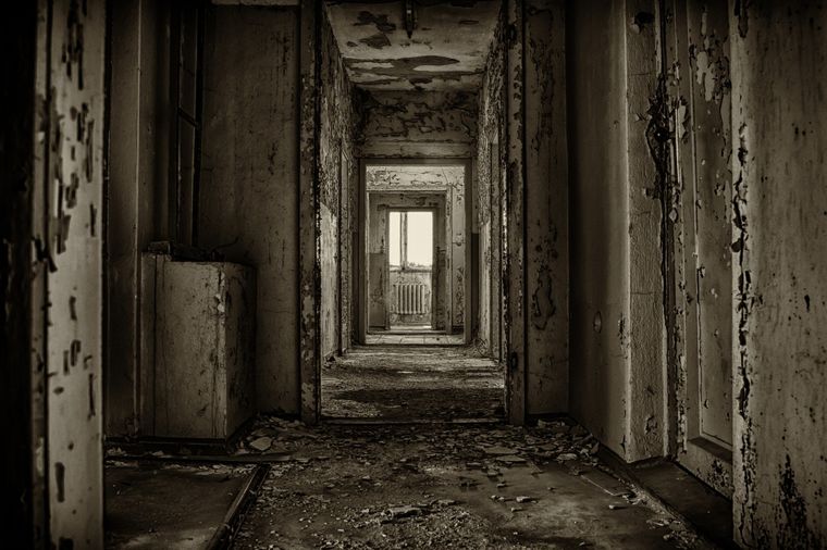 El cadáver yacía boca abajo, sobre el suelo de una casa abandonada