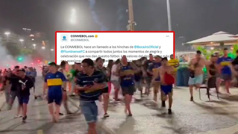 El comunicado de CONMEBOL tras una jornada salvaje contra los hinchas de Boca en Río de Janeiro Foto: Captura: Leandro Aguilera