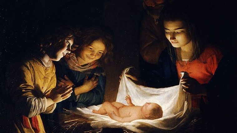 Una representación pictórica del nacimiento de Jesús. Una representación pictórica del nacimiento de Jesús.