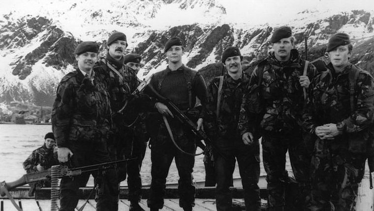 Marines británicos que participaron en la recaptura de Georgia del Sur. Foto: GETTY IMAGES