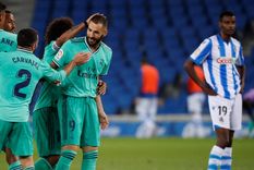 con un penal polemico, real madrid derroto a real sociedad y alcanzo al barcelona en la cima