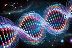 Representación artística de la doble hélice que imita una cadena de ADN. Foto: Dpa.