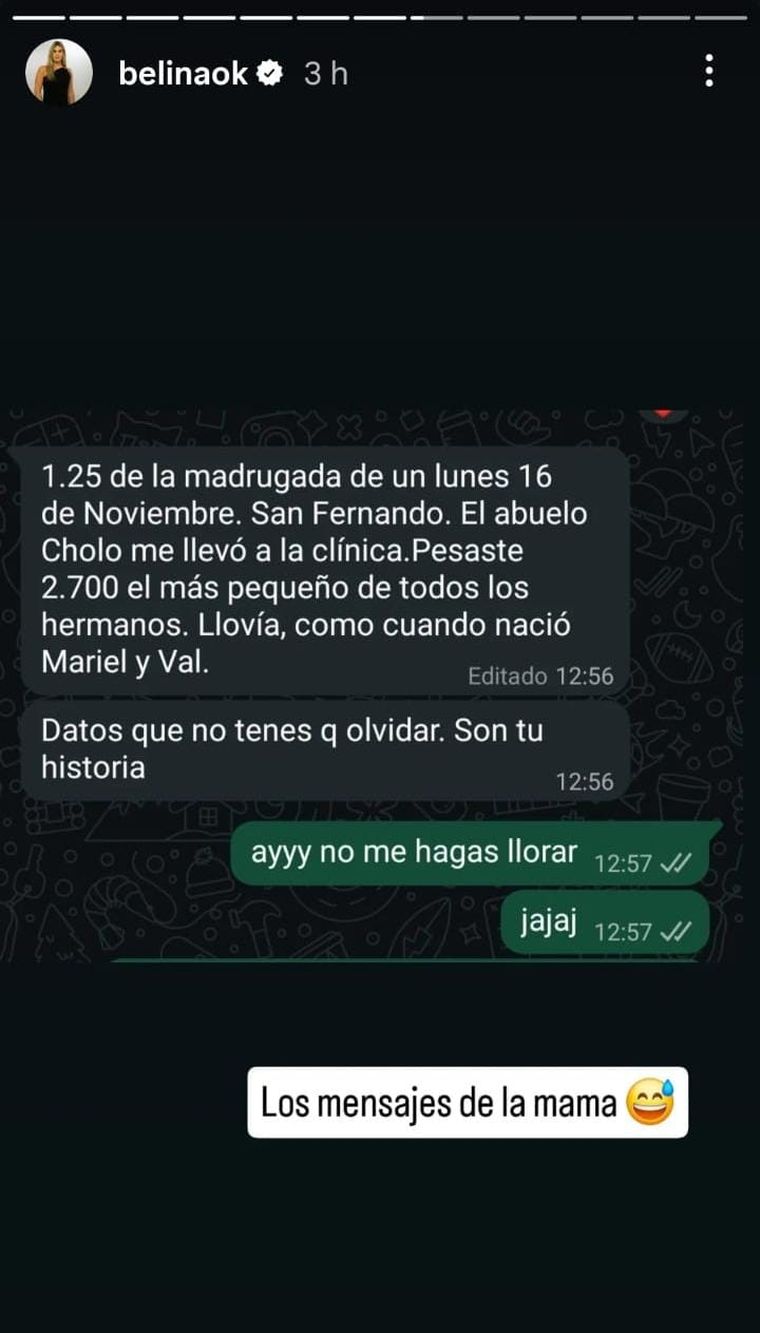 Belina reveló datos del día de su nacimiento. Belina reveló datos del día de su nacimiento.
