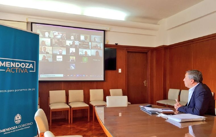 Vaquié y Scioli se reunieron en forma virtual. Foto: Twitter Enrique Vaquié