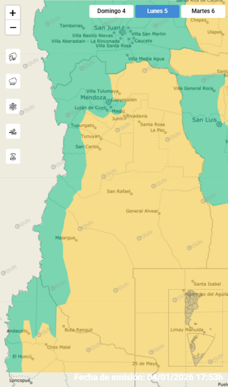 Varias zonas de Mendoza están bajo alerta por lluvias intensas y posible granizo. Varias zonas de Mendoza están bajo alerta por lluvias intensas y posible granizo.