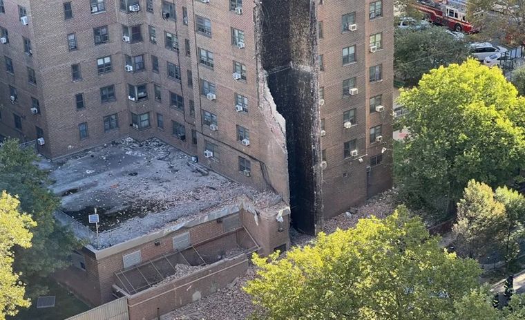 Así quedó el edificio de Nueva York tras el derrumbe.