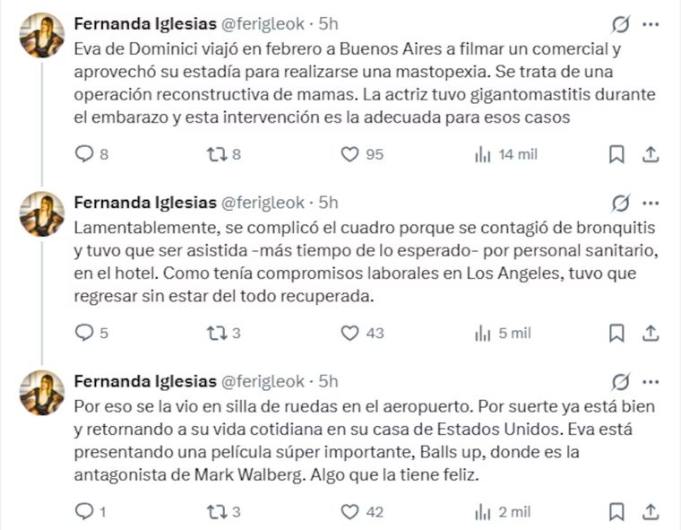 Fernanda Iglesias reveló que la bronquitis fue el detonante del malestar de la artista. Fernanda Iglesias reveló que la bronquitis fue el detonante del malestar de la artista.