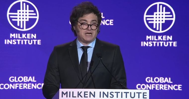 Javier Milei dio un discurso en el Instituto Milken Foto: Captura de video