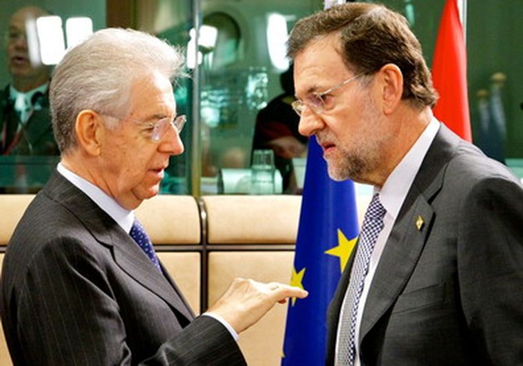 Primer ministro italiano Mario Monti, y presidente español Mariano Rajoy. Foto: CE