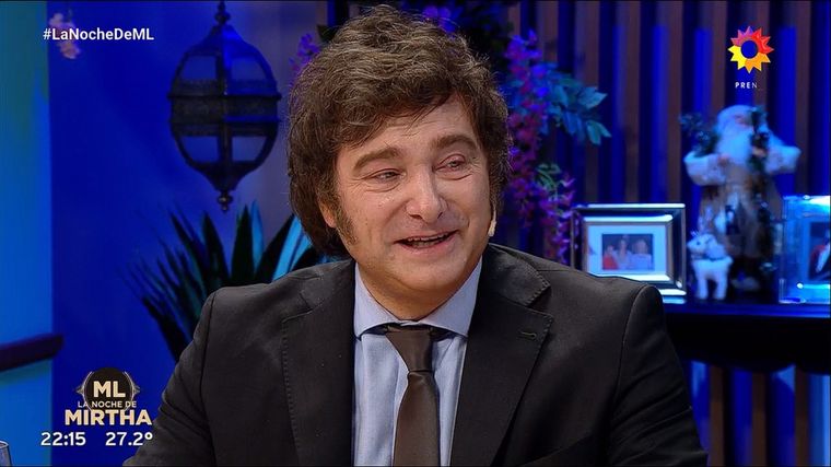 Javier Milei fue parte del programa de Mirtha Legrand este sábado. Foto: Captura de pantalla Eltrece.