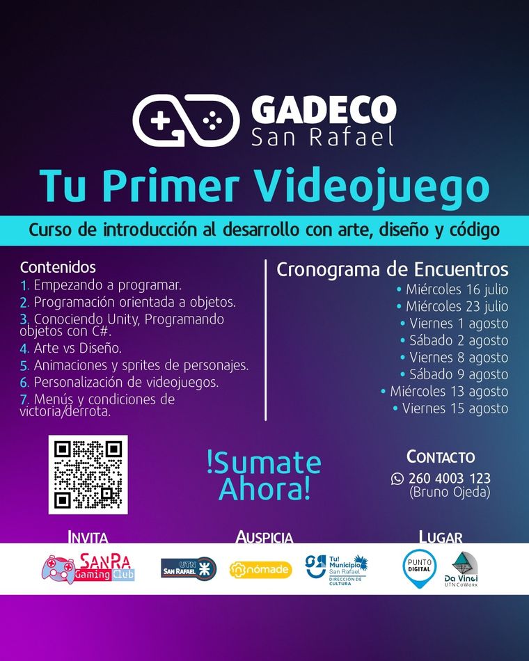 La GaDeCo tendrá ocho jornadas dedicado al curso para desarrollar videojuegos. La GaDeCo tendrá ocho jornadas dedicado al curso para desarrollar videojuegos.