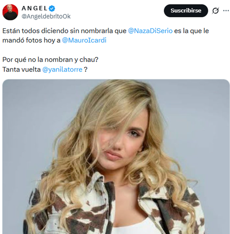 Naza Di Serio, la periodista que le habr&iacute;a escrito a Mauro Icardi.&nbsp;