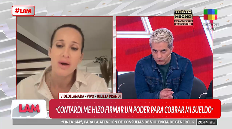 Fuerte revelación de Julieta Prandi sobre Claudio Contardi. Foto: captura de video/ América TV. Fuerte revelación de Julieta Prandi sobre Claudio Contardi. Foto: captura de video/ América TV.