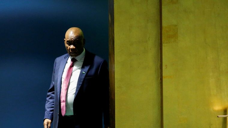 El ex primer ministro de Lesoto, Thomas Thabane, en la 73.ª sesión de la Asamblea General de la ONU en Nueva York, EE.UU., el 28 de septiembre de 2018.