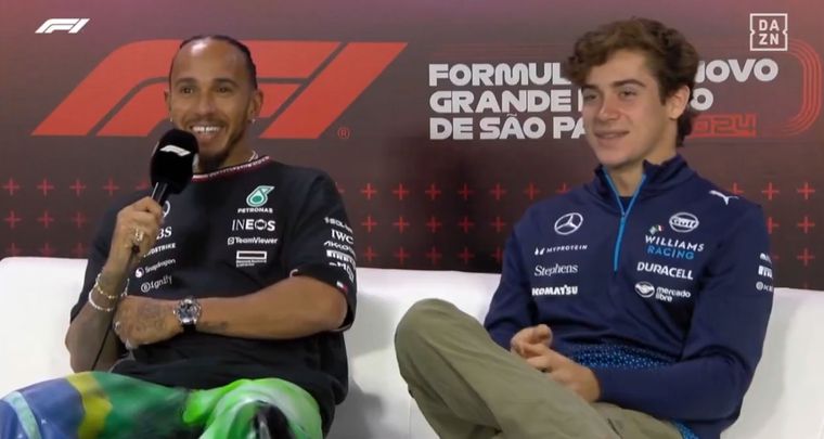 Colapinto le hizo un divertido guiño a Hamilton por su presentación en Ferrari Foto: Captura