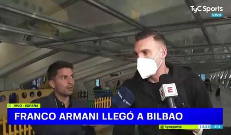 Armani se enteró en el aeropuerto de que River enfrentará a Vélez en los octavos de final de la Copa Libertadores.