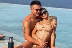 Agustina Gandolfo y Lautaro Martínez En plena concentración. Foto: @lautaromartinez