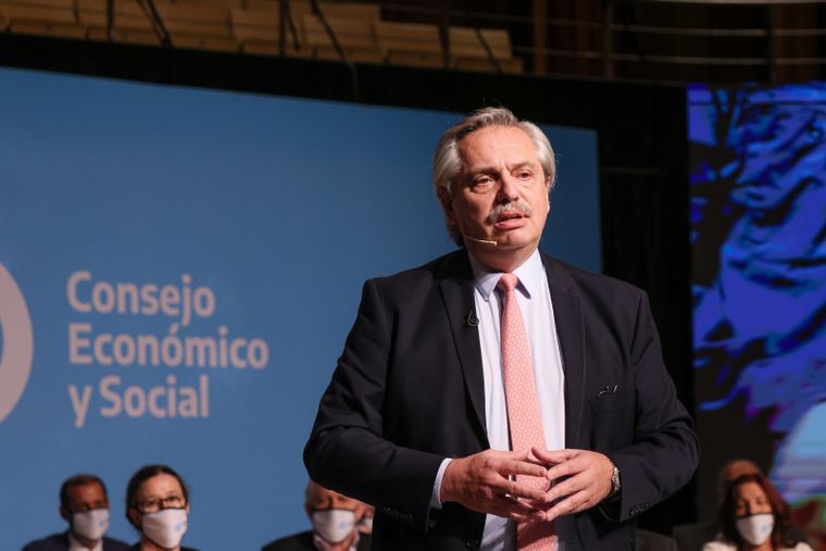 Alberto Fernández, durante el lanzamiento del Consejo Económico y Social. Foto: Telam