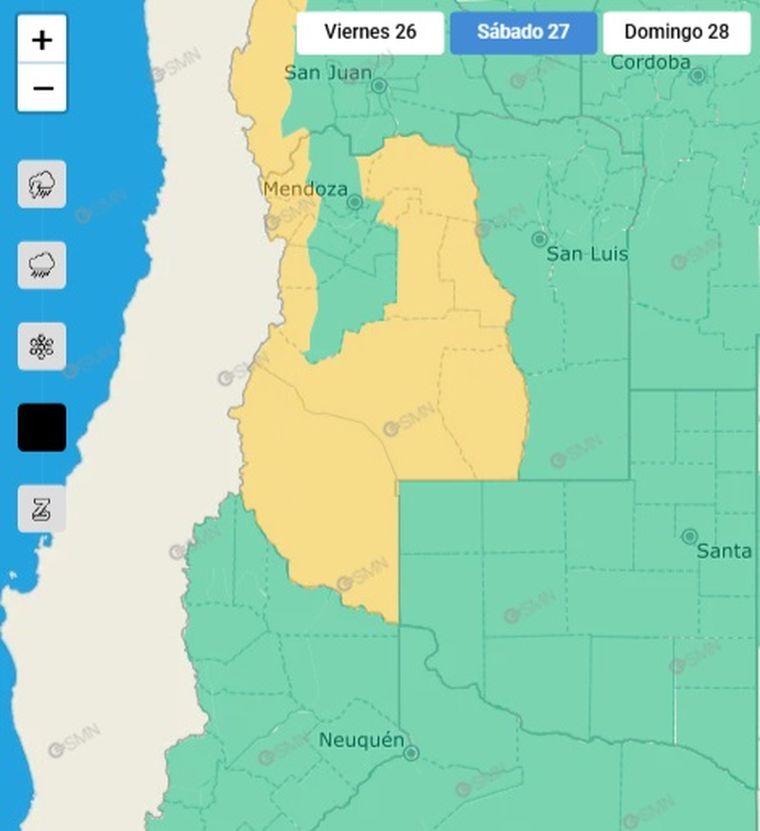El SMN emitió un alerta por vientos fuertes en gran parte de Mendoza. El SMN emitió un alerta por vientos fuertes en gran parte de Mendoza.