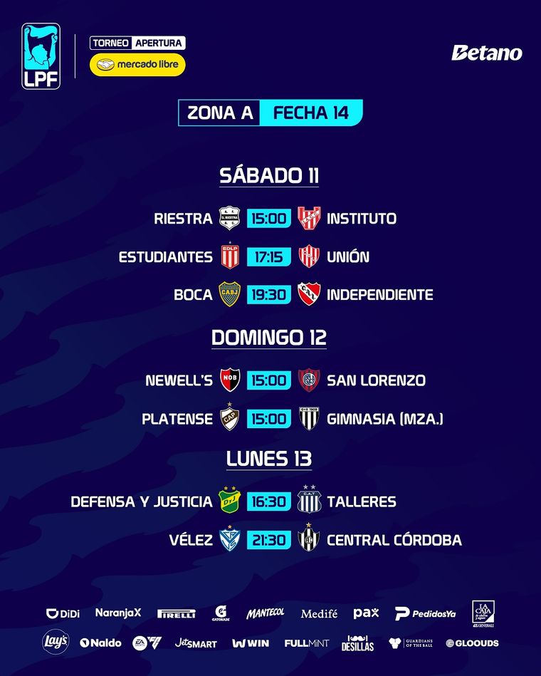 Se juega la decimocuarta fecha del Torneo Apertura. Se juega la decimocuarta fecha del Torneo Apertura.