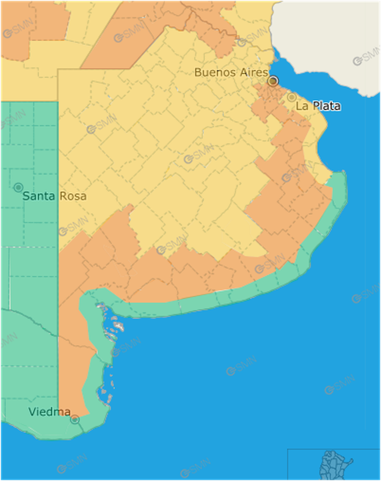 Gran parte de la provincia de Buenos Aires está en alerta. Gran parte de la provincia de Buenos Aires está en alerta.