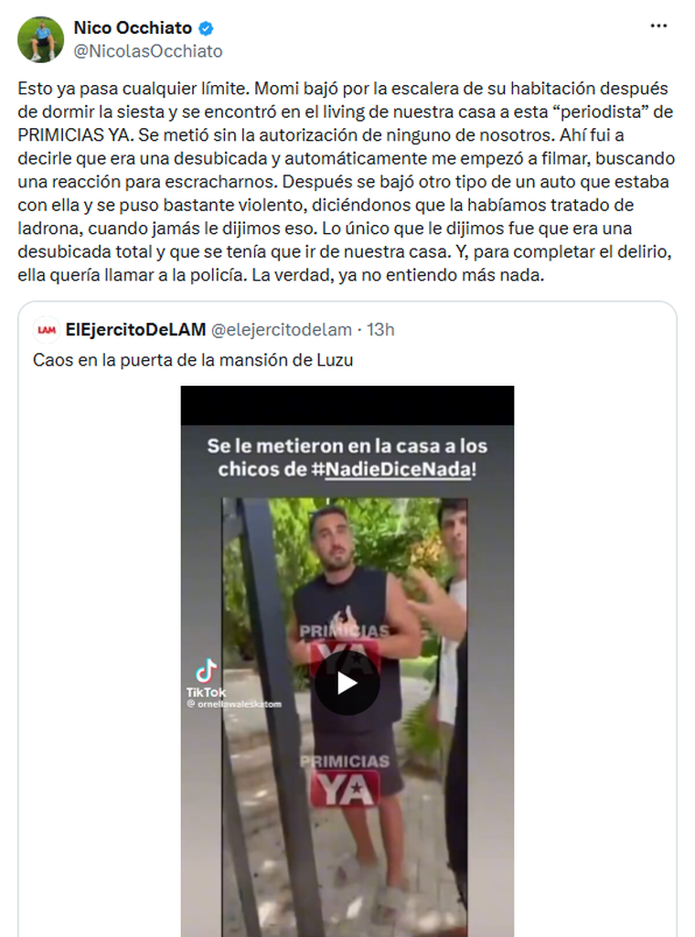 La queja de Occhiato ante la situaci&oacute;n ocurrida.
