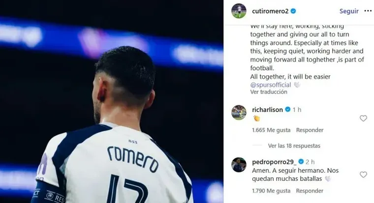 El picante posteo del Cuti Romero tras la derrota del Tottenham ante Bournemouth. El picante posteo del Cuti Romero tras la derrota del Tottenham ante Bournemouth.