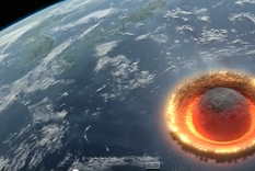 mira como un meteorito de 500 kilometros de diametro arrasa la tierra