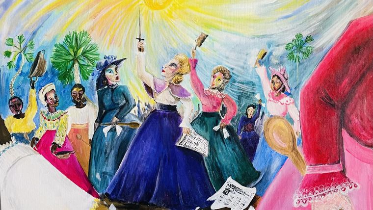 El episodio conocido como el Motín de las Mujeres fue retratado por el artista Isaías Medeiros.
