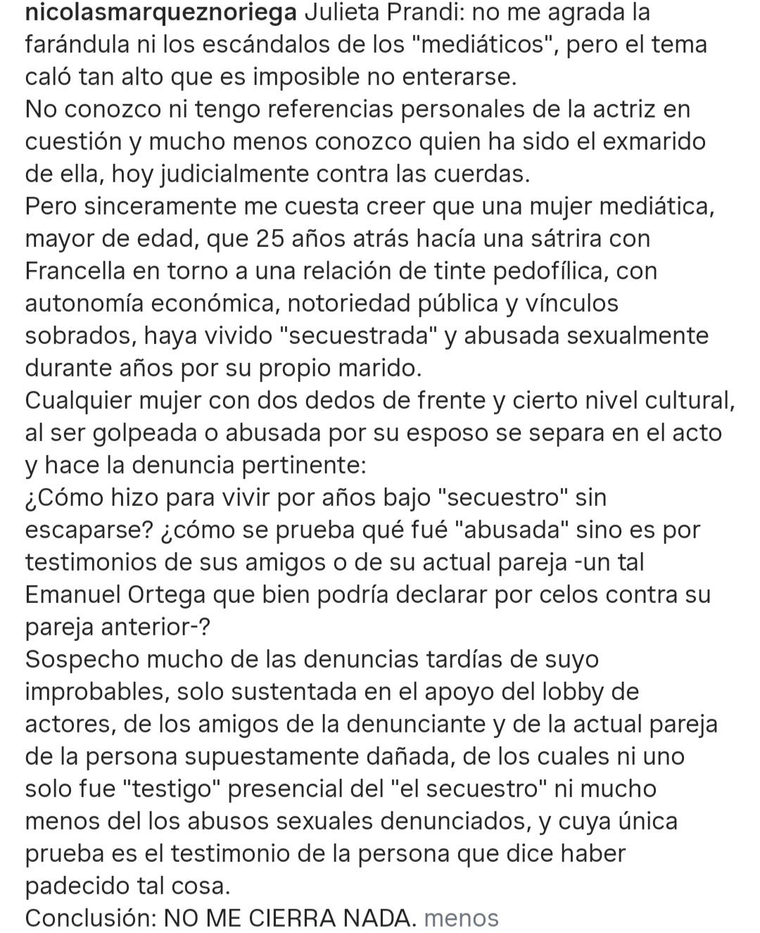 El posteo que generó indignación. Créditos: X / NickyMarquez1 El posteo que generó indignación. Créditos: X / NickyMarquez1