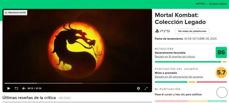 La crítica especializada valoró el esfuerzo de preservación y le otorgó 87 puntos en Metacritic, pero la comunidad fue mucho más severa: 5.8 La crítica especializada valoró el esfuerzo de preservación y le otorgó 87 puntos en Metacritic, pero la comunidad fue mucho más severa: 5.8