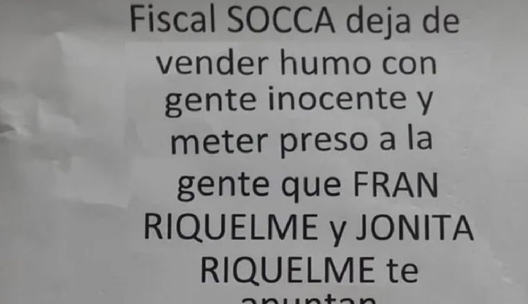 Las amenazas que recibió el fiscal Foto: Gentileza Versión Rosario