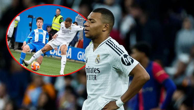 Mbappé fue expulsado por una fuerte entrada al volante del Alavéz Antonio Blanco. Foto: EFE