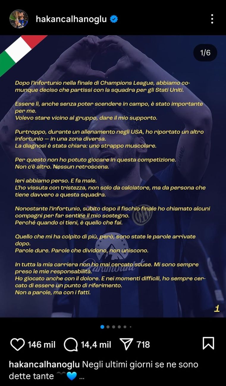 El comunicado de Calhanoglu contra los dichos de Lautaro Martínez post eliminación del Inter del Mundial de Clubes. El comunicado de Calhanoglu contra los dichos de Lautaro Martínez post eliminación del Inter del Mundial de Clubes.