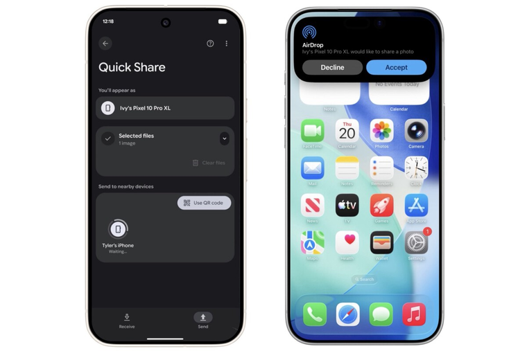 Prueba de transferencia entre Pixel e iPhone usando quickdrop. Prueba de transferencia entre Pixel e iPhone usando quickdrop.