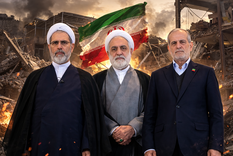 Alireza Arafi, Gholam-Hossein Mohseni-Ejei y Masoud Pezeshkian.