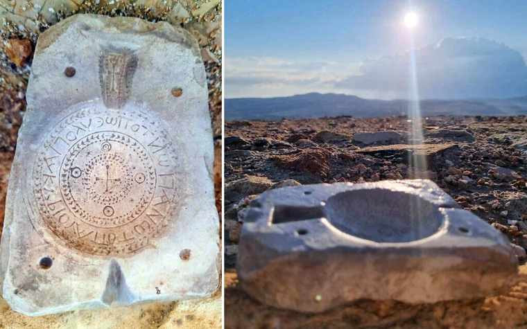 El hallazgo corresponde a un molde de piedra caliza de más de 1.400 años, utilizado para fabricar pequeños frascos cristianos destinados a peregrinos. El hallazgo corresponde a un molde de piedra caliza de más de 1.400 años, utilizado para fabricar pequeños frascos cristianos destinados a peregrinos.
