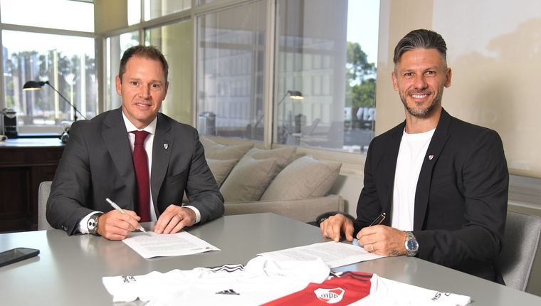 Jorge Brito y Martín Demichelis. Foto: @RiverPlate