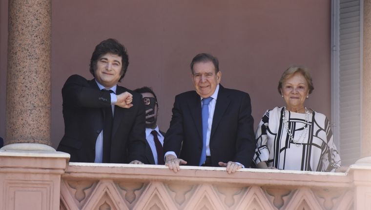 Milei junto al presidente electo de Venezuela, Edmundo González Urrutia Foto: Juan Mateo Aberastain Zubimendi / MDZ.