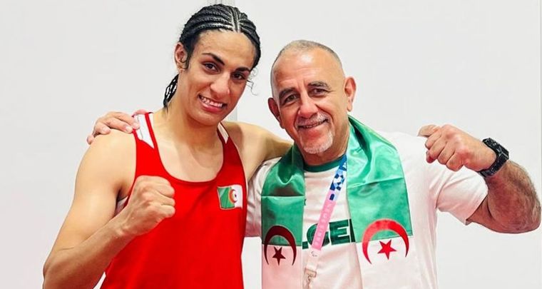 Imane Khelis junto a su entrenador Pedro Díaz. Foto: @imane_khelif_10